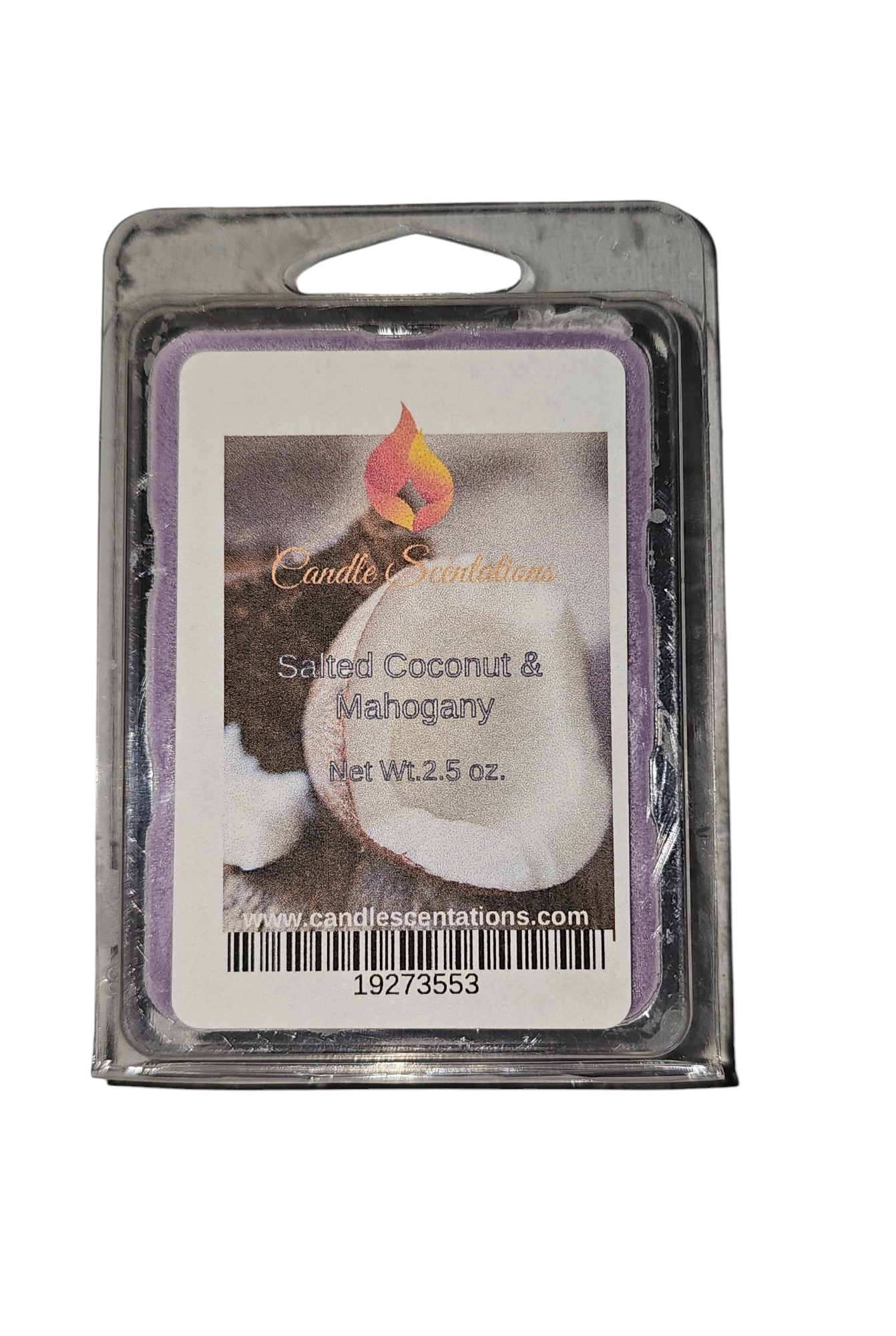 Salted coconut & mahogany 2.5oz. Wax Melt - Candle Scentations