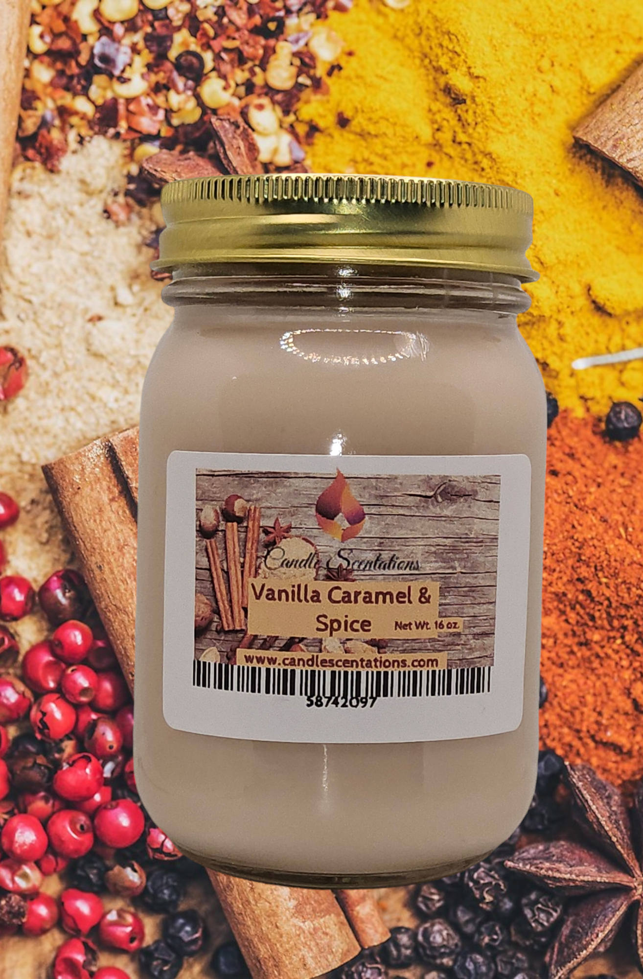 Vanilla Caramel & Spice 16oz. Candle