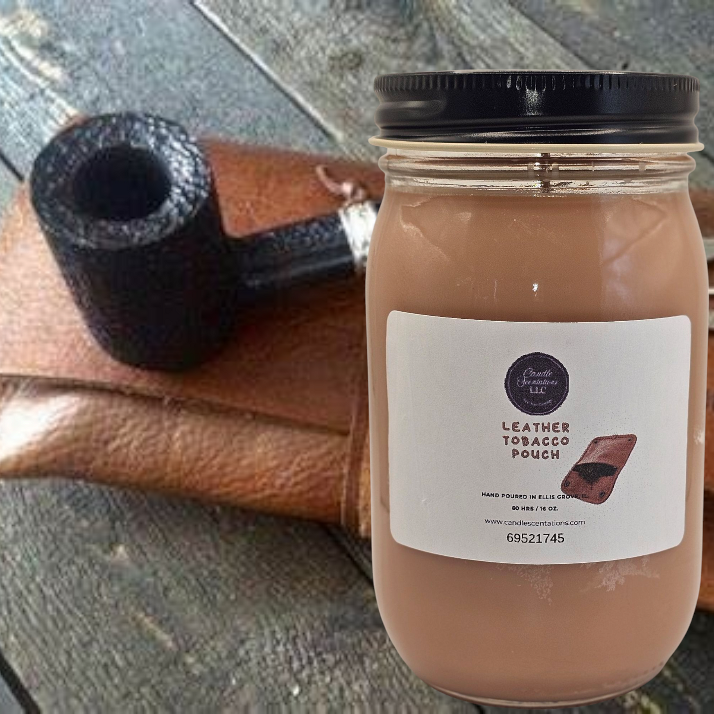 Leather Tobacco Pouch 16 oz. Candle