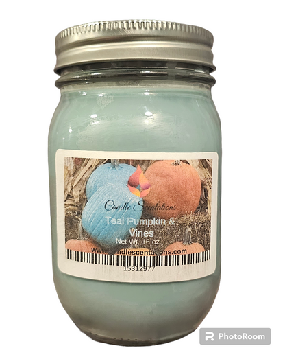 Teal Pumpkin & Vines 16oz. Candle - Candle Scentations