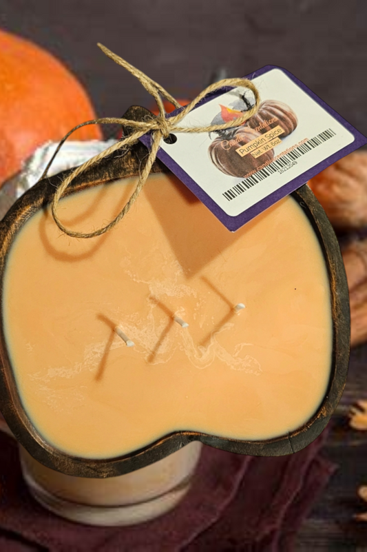 Pumpkin Spice Pumpkin Dough Bowl with 3 wicks 6oz.