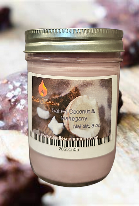 Salted coconut & mahogany 8oz. Candle