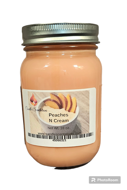 Peaches N Cream 16oz. Candle - Candle Scentations